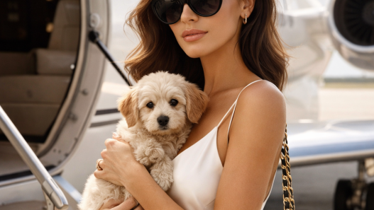 Woman boarding private plan